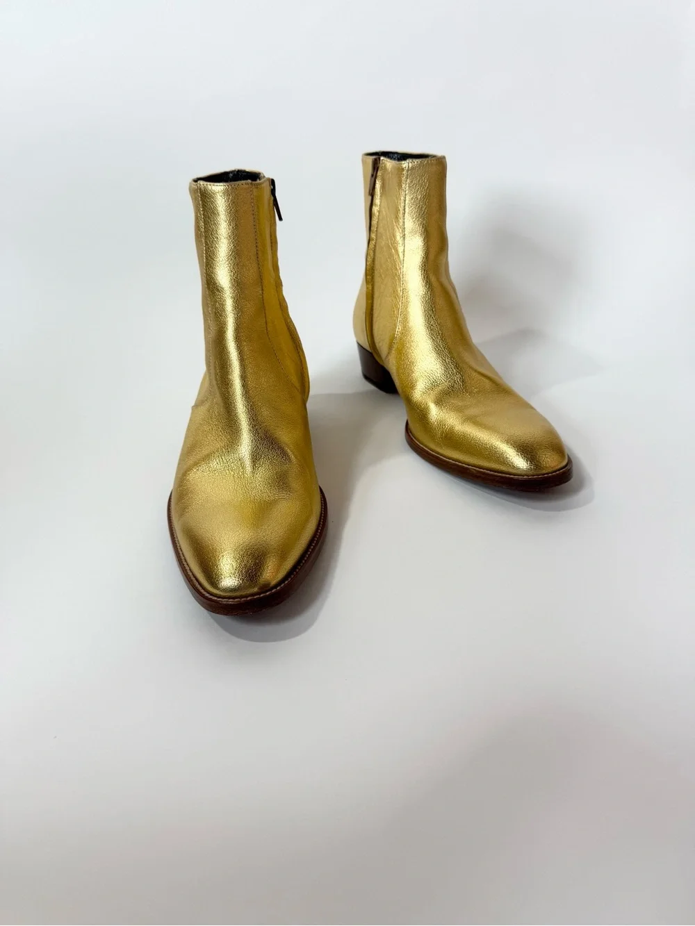 Saint Laurent Gold Leather Boots 41.5